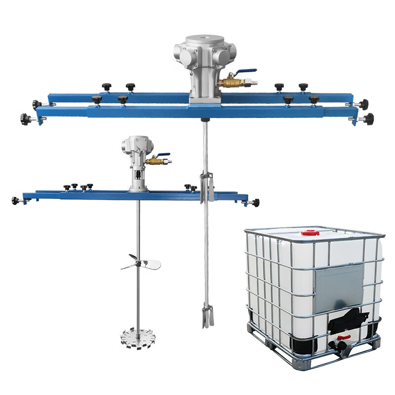OEMGIBC special 1000L pneumatic mixer for ton barrels paint coating glue explosion-proof industrial pneumatic mixing and dispersion three-cylinder IBC special mixer for ton barrels