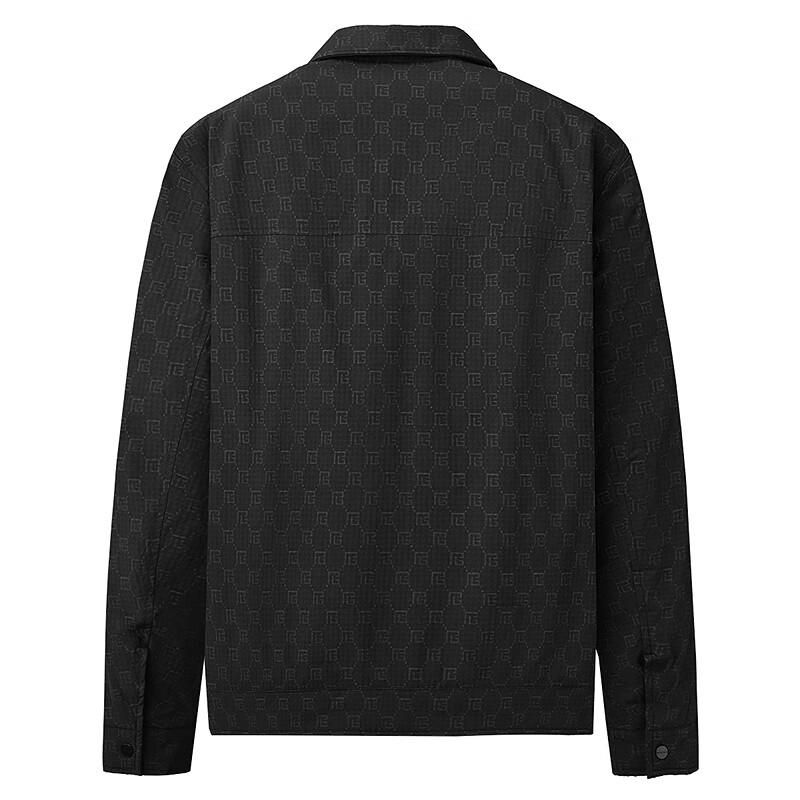 Dances with Wolves, quilted lining, classic old flower all over print, easy care, crisp and versatile jacket for men, 001 black 2XL