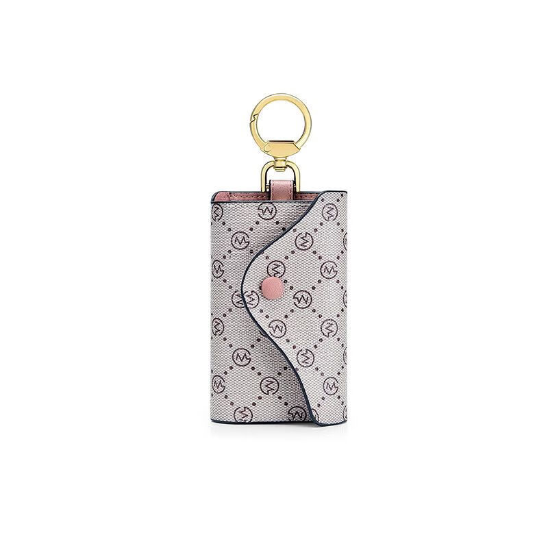 Ye Yu Golf GOLF key bag for women, fashion printed card bag, multi-functional anti-theft coin purse, key chain gift box, smoke pink with apricot color