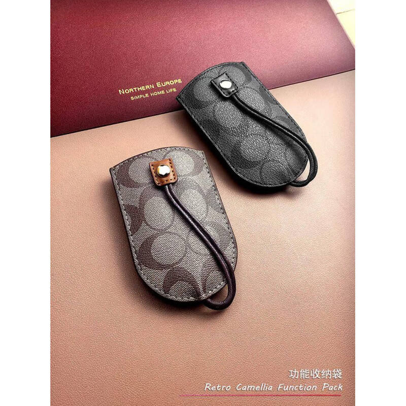 Kangaroo (KANGAROO) new men's and women's key bag multifunctional fashion retro leather car remote control storage bag key hanging buckle key bag black no need to install car remote control