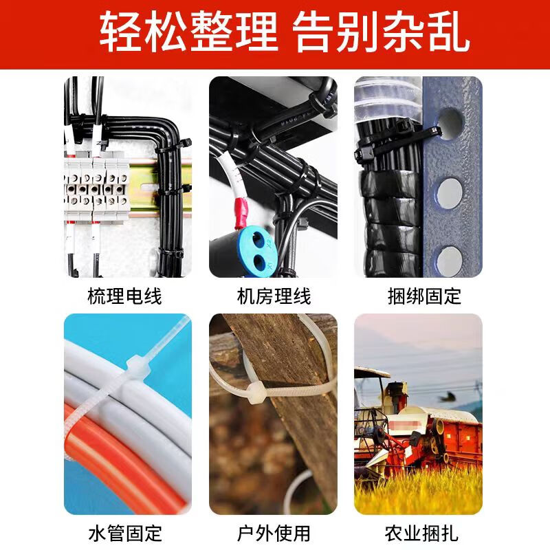 Tianyi self-locking nylon cable ties, cable management tape, host installation, gardening, cable desktop cable management, wire binding straps, white 2.5*100mm, 1000 pieces