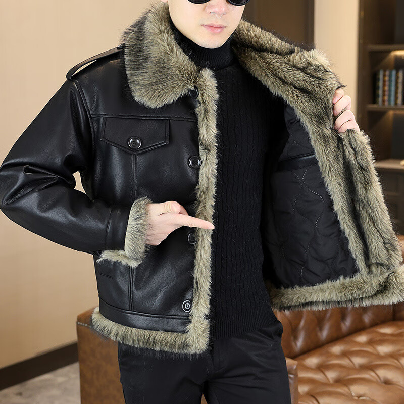 Pierre Cardin (Pierre Cardin) new winter leather cotton jacket for men, thickened, warm, casual, fashionable, high-end, personalized cold-proof cotton jacket, khaki, cotton and thickened 5060 2XL 140-160 catties