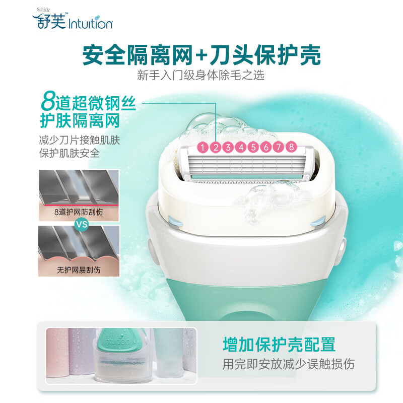 Schick Schick Shaver Head Replacement Large Soap Head Special for Armpit and Leg Hair Removal Head Stocking Pack Authentic Large Soap Head Replacement - Sensitive Skin (2 Blades * 4 Boxes) - No Handle