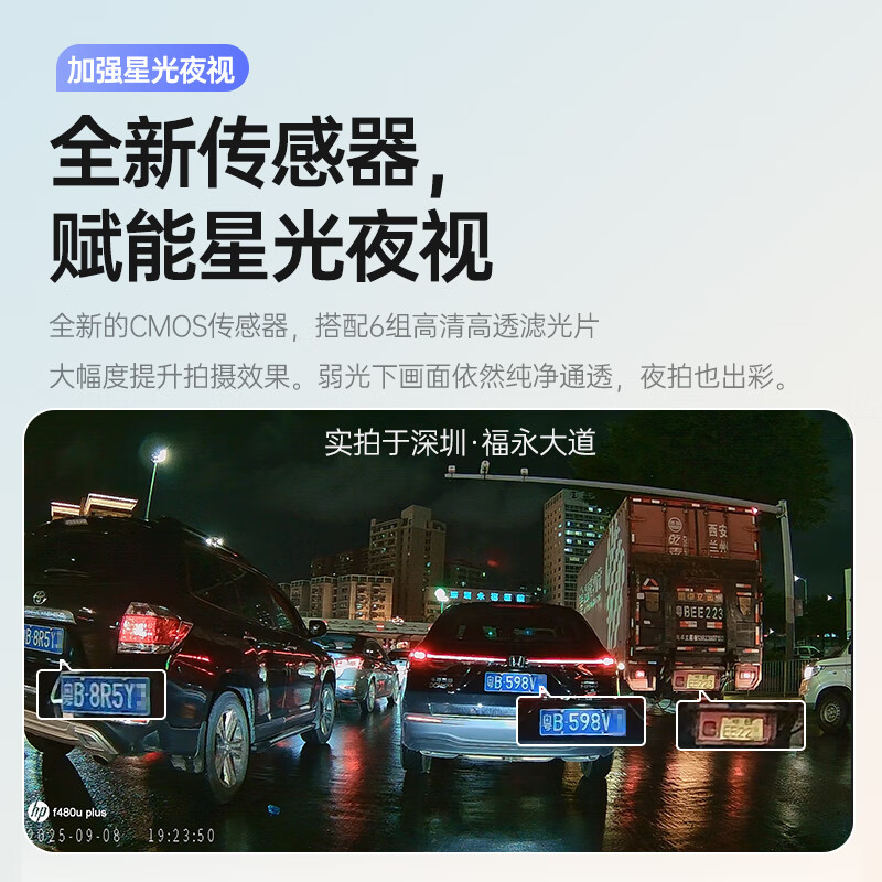 HP driving recorder f480u Plus 2K ultra-clear starlight night vision intelligent voice control 2025 new capsule type