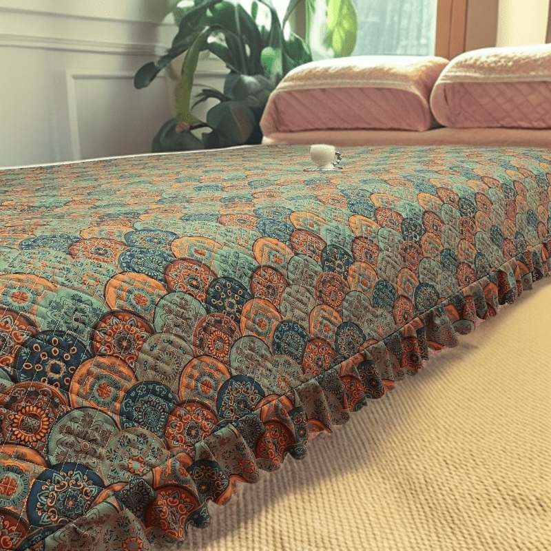 RSRDDY2025 new autumn and winter light luxury four-sided double-sided bed high-end rural soil Kang cover large tatami bed sheet bed cover full of joy length 240*width 225