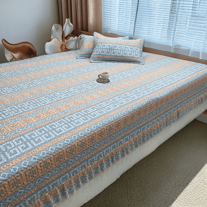 RSRDDY2025 new autumn and winter light luxury four-sided double-sided bed high-end rural soil Kang cover large tatami bed sheet bed cover full of joy length 240*width 225