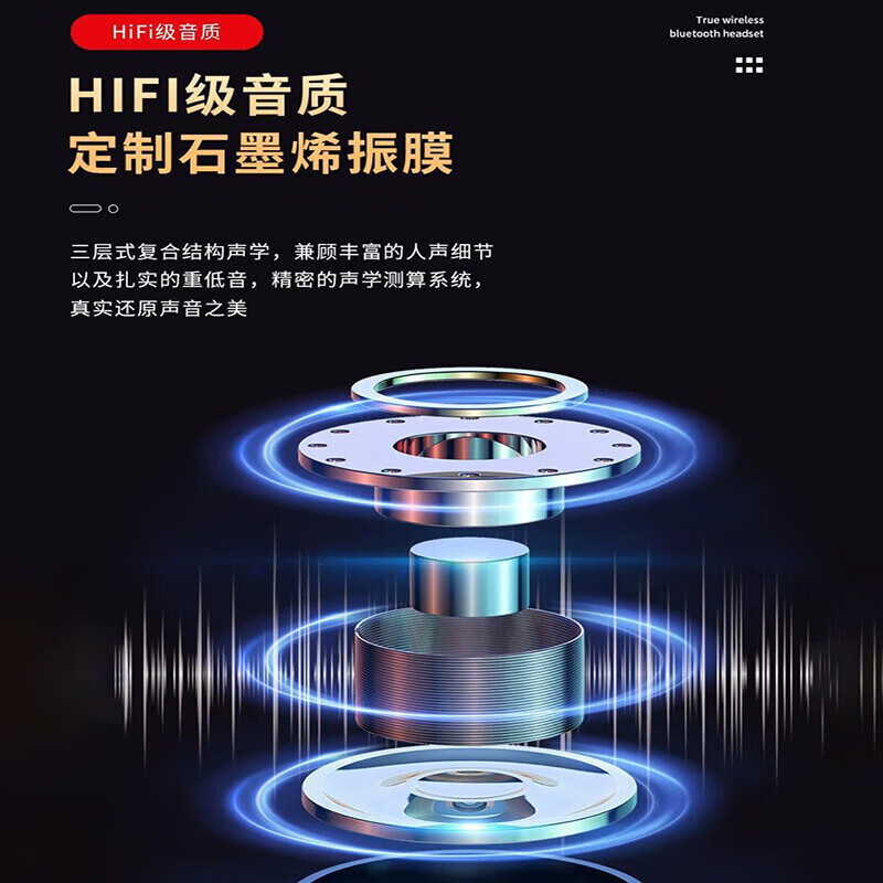 Slide switch E-sports gaming car Bluetooth headset High-tech bass headset Ultra-long battery life M90 Black top version High-definition power digital display + smart call noise reduction