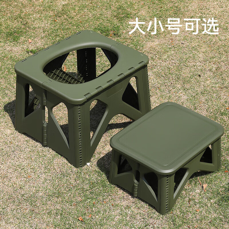 Outdoor toilet car emergency camping toilet stool adult portable anti-odor folding children's travel mobile toilet new large bench toilet - military green (free accessories)