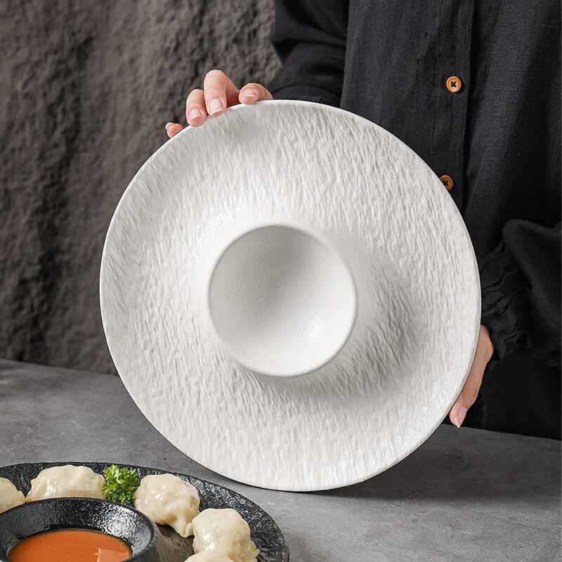 Dinner General Dumpling Plate with Vinegar Plate Ceramic Household Dip Plate Divided Dinner Plate Snacks French Fries Sushi Breakfast Plate Platter