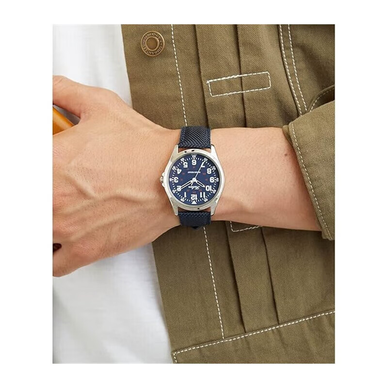 Citizen (CITIZEN) Japan direct mail Citizen Q&Q canvas strap watch student exam proof QB38-315 navy blue