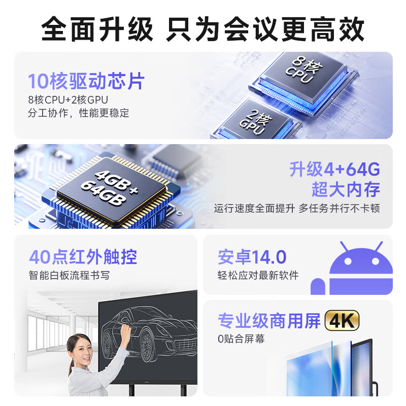 Skyworth 65-inch conference tablet all-in-one conference display electronic whiteboard teaching office conference large screen touch screen/MT6511+screen projector+stand