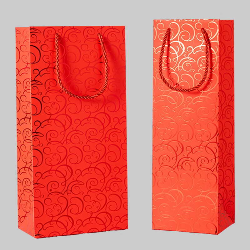 Red wine bag gift bag single package wine champagne handbag birthday holiday gift tobacco and wine packaging bag golden totem single package 5 pieces