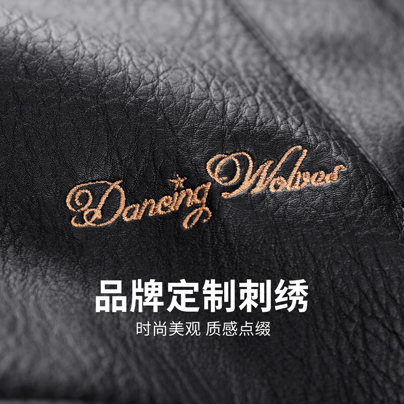 Dances with Wolves Down Liner PU Leather Lapel Jacket Men's 2025 Autumn and Winter New Graphene Warm Men's Jacket 1002 Black 001 XL (180)