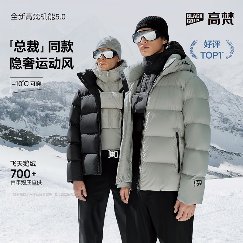 Govan and Tian Xuning same style Govan black gold goose down jacket functional 5.0 five grid thickened men's outdoor down jacket black L