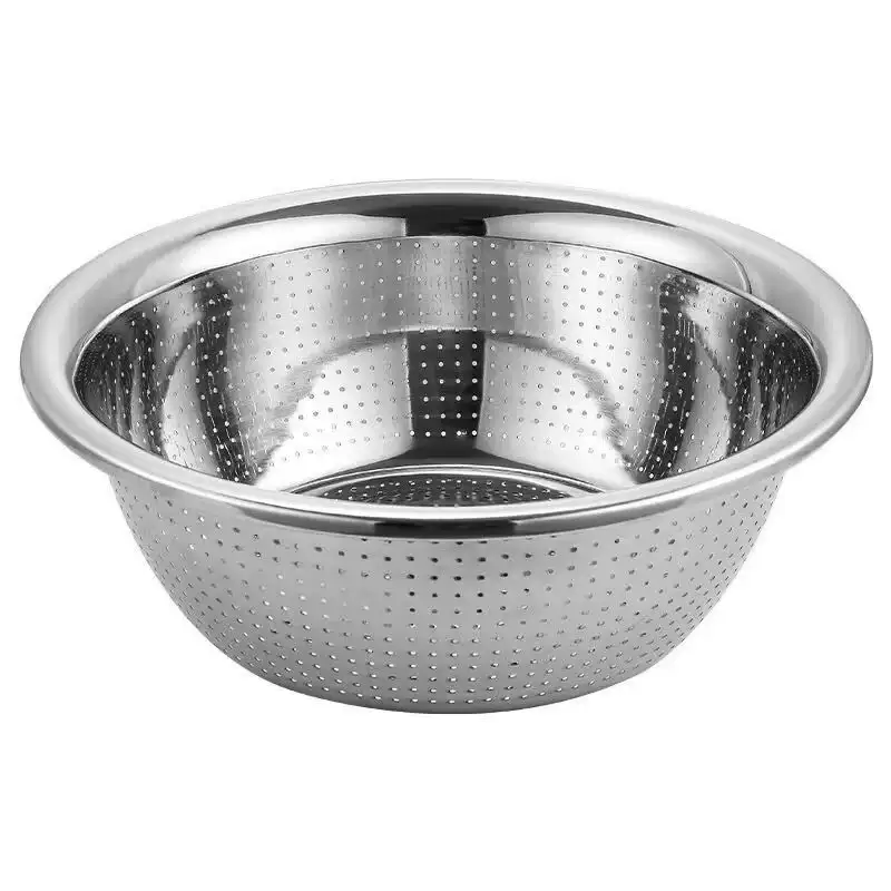 Yusenyi food-grade stainless steel basin 316L wash basin drain basket basin household kitchen leaky basin rice cleaning artifact fruit basket single 27cm drain basin