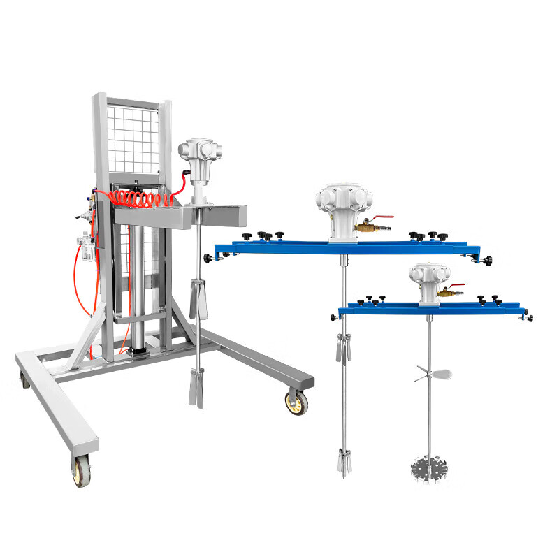 Guanrong IBC ton barrel pneumatic mixer 1000L paint coating large five-cylinder ton barrel with reducer stainless steel bracket cart model with 1 three-blade impeller