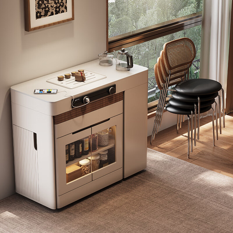 Sigujia island dining table integrated retractable sideboard household folding mobile small apartment multi-functional bar guide high-end flagship retractable island dining table (no tea making)