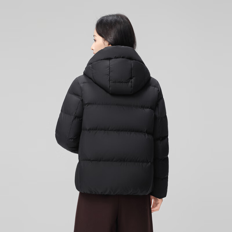 Flying in the Snow 2025 Winter New Down Jacket Women's Short Hooded Warmth Black|8056 M/160/84A