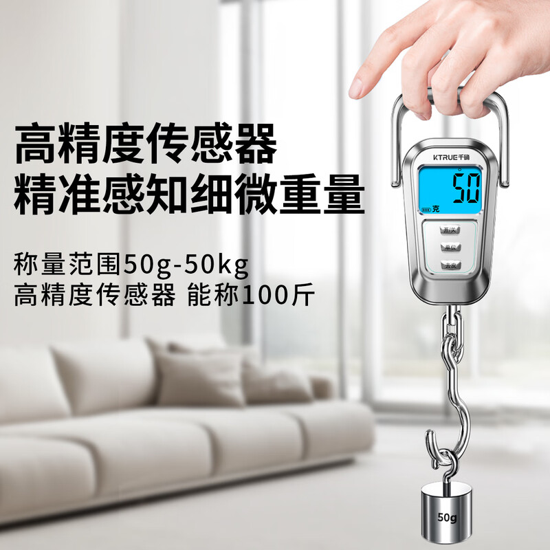 Qianque portable electronic scale 100 catties accurate commercial household food weighing portable spring fish scale kitchen charging