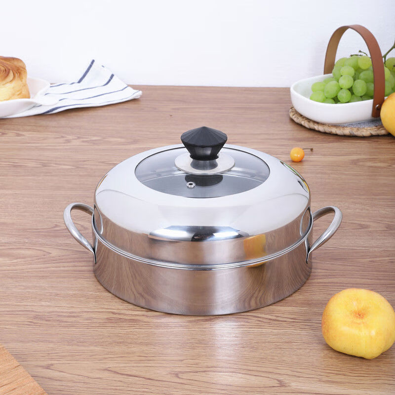 Energy-saving pot lid, anti-odor steamer lid, high lid, household 24CM26CM28 stainless steel rice steamer lid, inner diameter 27cm, anti-odor steamer lid with diamond button