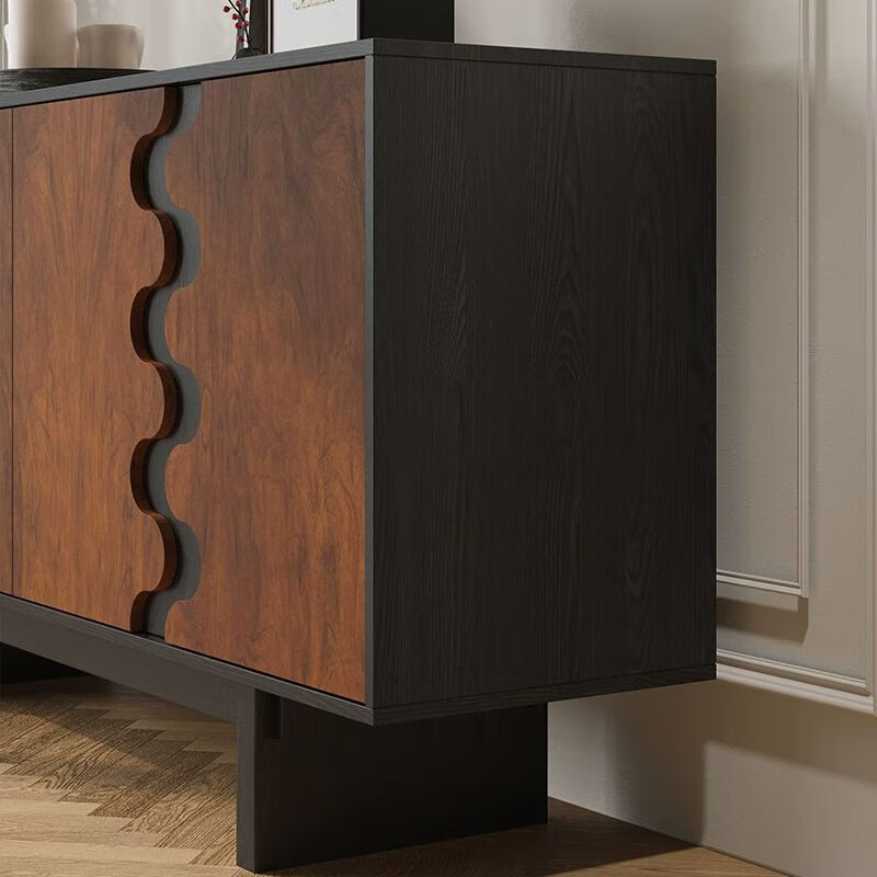 Yimu Private Antique Entrance Cabinet French Retro Solid Wood Living Room Home Storage Cabinet Red Oak Storage Dining Cabinet Double Doors Three Drawers 120*40*90cm