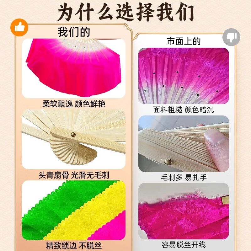 Special for dance, Yangko dance fan, dance fan, square dance folding futon fan, Northeast adult and child, 17cm floating head, 31cm fan bone, 18 bone Yangko fan, 1 pair