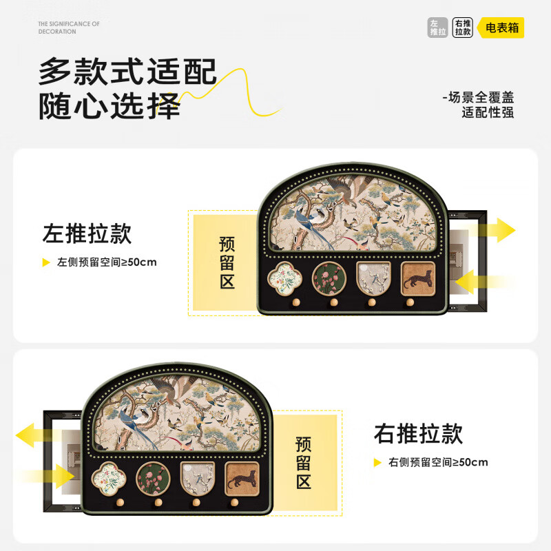 Fat Donglai's same electric meter box perforated plate decorative painting push-pull storage rack living room distribution box blocking hanging medieval years 260*50 (accommodating 45 long * 40 high) x left push-pull