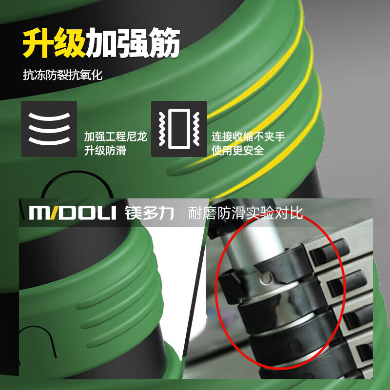 Midoli herringbone ladder, folding ladder, multi-functional ladder, telescopic ladder, aluminum alloy engineering ladder, lifting ladder, thickened climbing ladder, home ladder, straight ladder, multi-function 2.2 = straight ladder 4.4 meters, rubber pedal + large joint *1