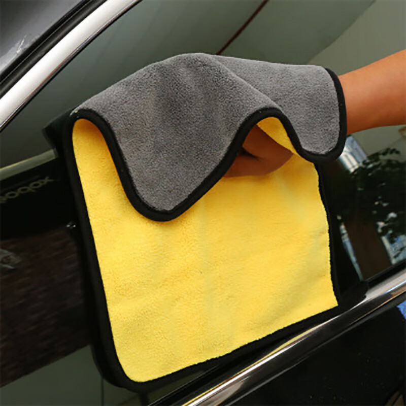 Pioneer coral velvet car wipes, car wash towels, fiber rags, thickened water-absorbent two-color double-sided car towels, gray blue 800g/ 30*60cm (minimum order of 10 pieces)