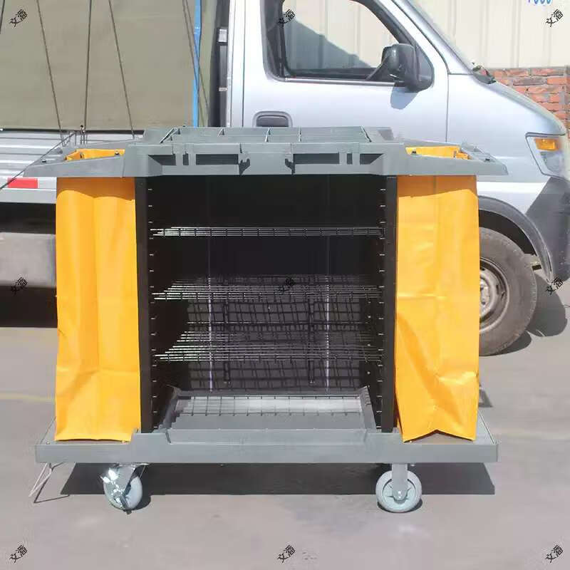 Baiyun hotel linen cart multi-purpose service cart hotel room work cart room entrance cart push collection cleaning cart Baiyun AF08159A black bilateral service cart