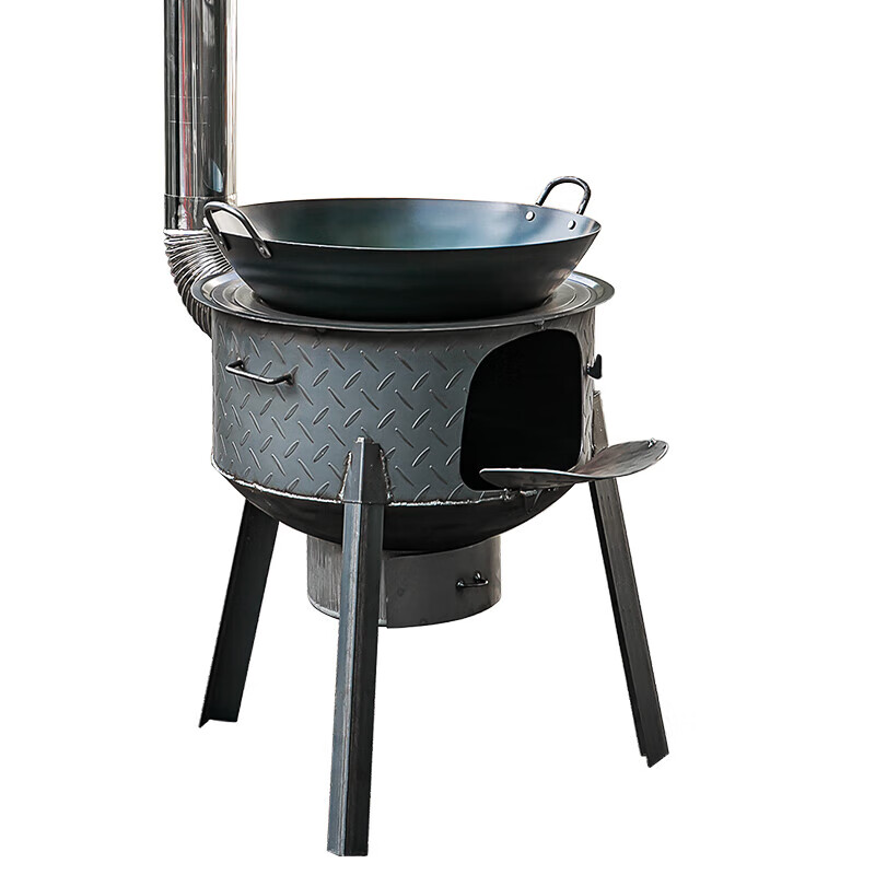 New wood stove household rural wood stove wood stove mobile stove large pot outdoor camping stove sub-floor pot classic large hearth thickened 2.2 pattern steel 48CM + stove ring 48cm