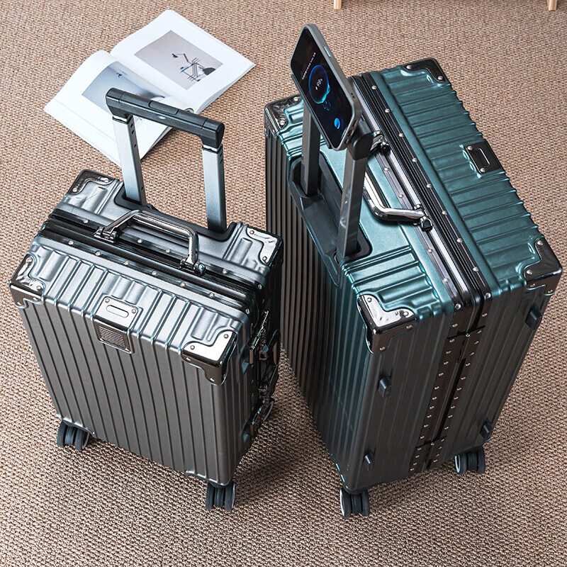 Trolley suitcase aluminum frame 20 boarding 22 large capacity 24 strong and durable 26 thickened 28 student 30 travel code gravel gray 22 inches