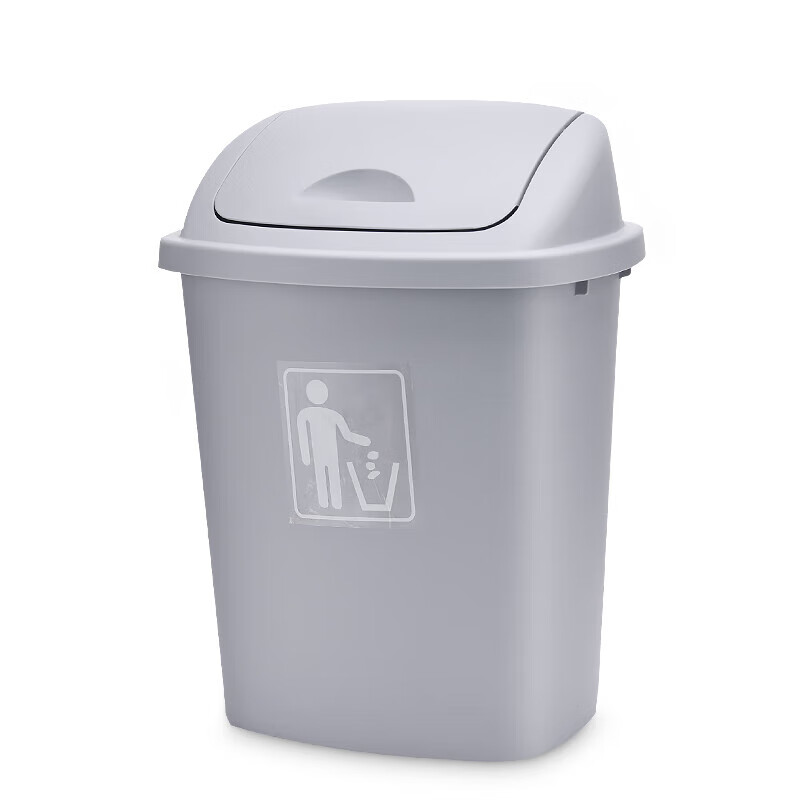 Large thickened swing lid commercial outdoor 30L green trash can with glasses sticker