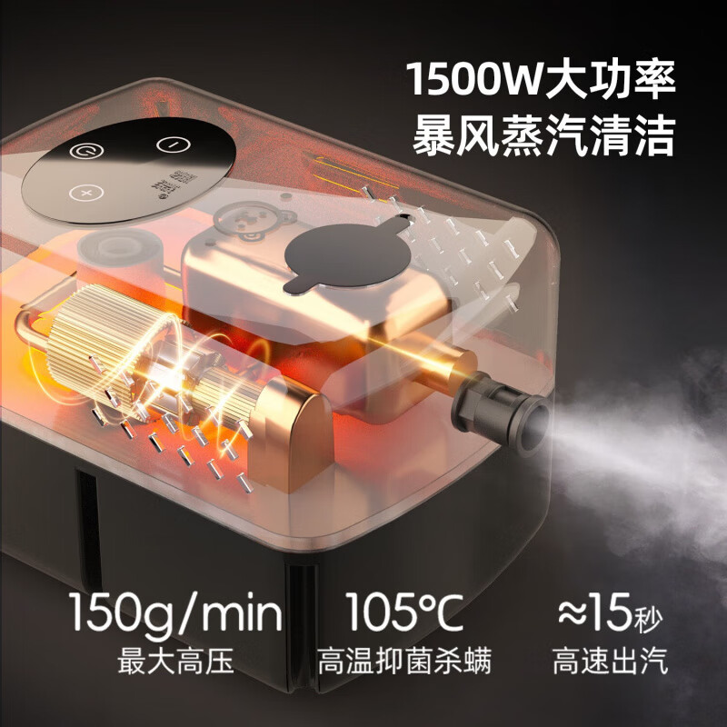 Midea's new high-temperature steam cleaner, multi-functional all-in-one steam mop, high-pressure steam cleaner, high-temperature cleaning machine, home kitchen range hood, air conditioner, whole house housekeeping, opal powder, digital display + handle, dual control