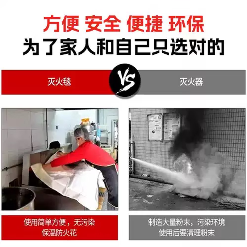 Fire blanket, home kitchen, commercial fire certification, national standard fireproof fiberglass silicone cloak, escape fire blanket, 1m*1m boxed thickened version