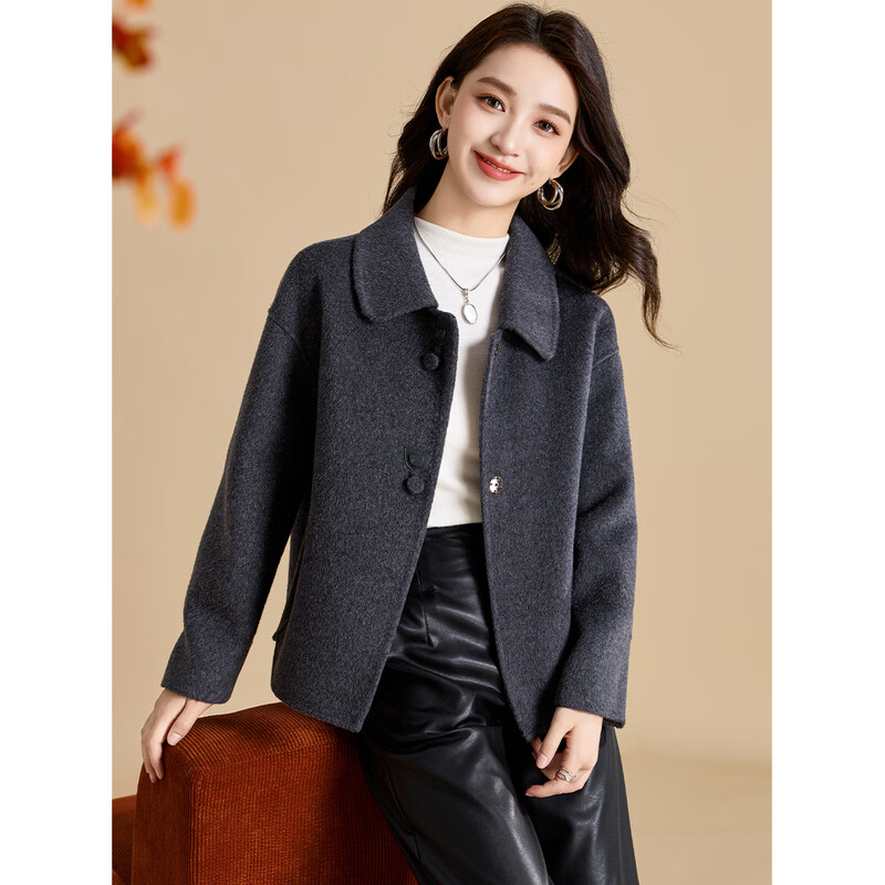 Kebel sheep wool double-sided woolen coat for women 2025 new autumn and winter temperament slim small fragrant style woolen coat L