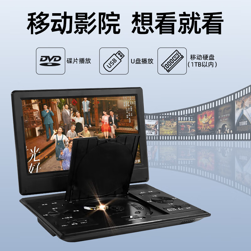 SAST mobile dvd player home high-definition portable disc vcd player integrated cd children evd small TV with wifi disc player 17 inches black 1080P high-definition version standard +32G U disk