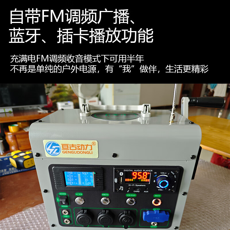 Danstini hand-operated generator mobile phone charging high power 220V large capacity outdoor household 12V radio lighting field AC220V Chinese domestic version 0.7 degrees (iron lithium)