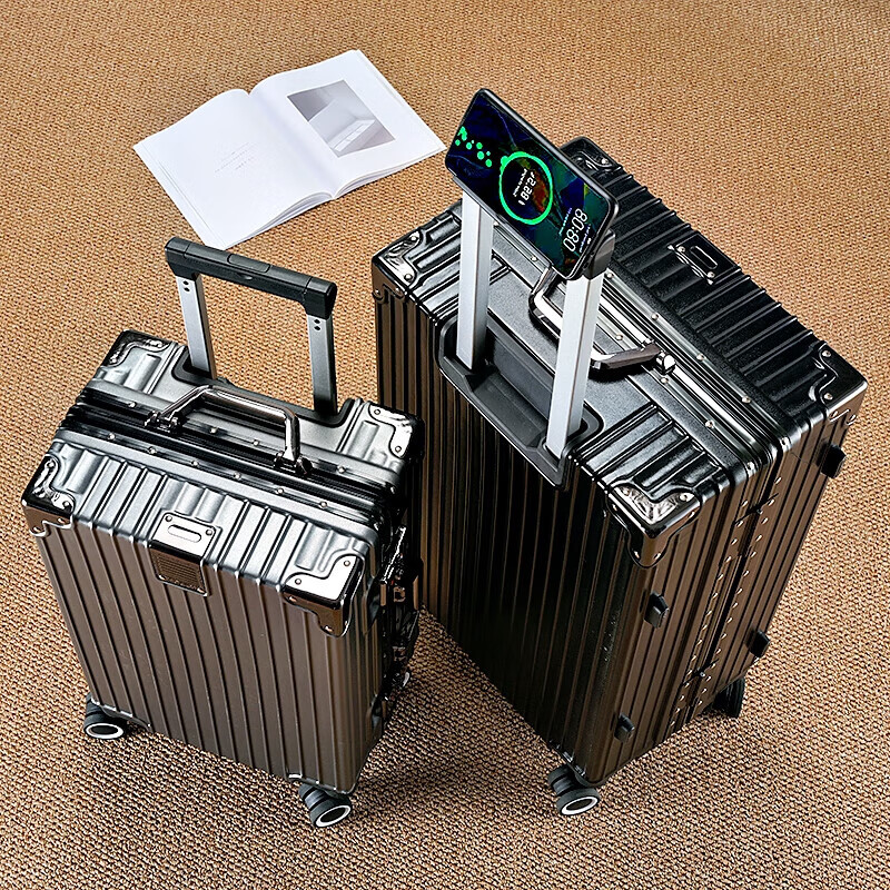 Trolley suitcase aluminum frame 20 boarding 22 large capacity 24 strong and durable 26 thickened 28 student 30 travel code gravel gray 22 inches