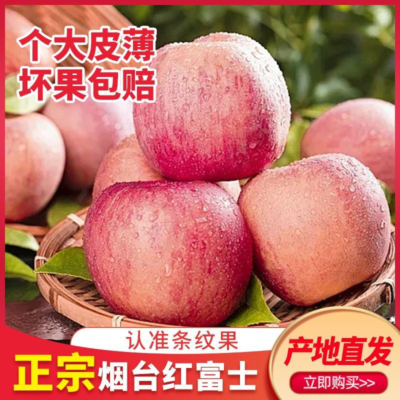 Crisp and sweet red Fuji apples, Shandong Yantai Qixia ugly apples, fresh fruit, whole box, 5 catties in box, sweet and medium-sized fruit