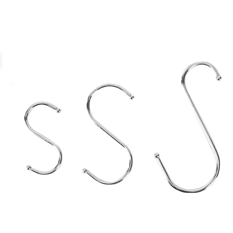 Hasdick S-type hook round head thickened metal multi-functional round pipe hook (10 pcs) HK-7098 medium round pipe hook 9.5cm (10 pcs)