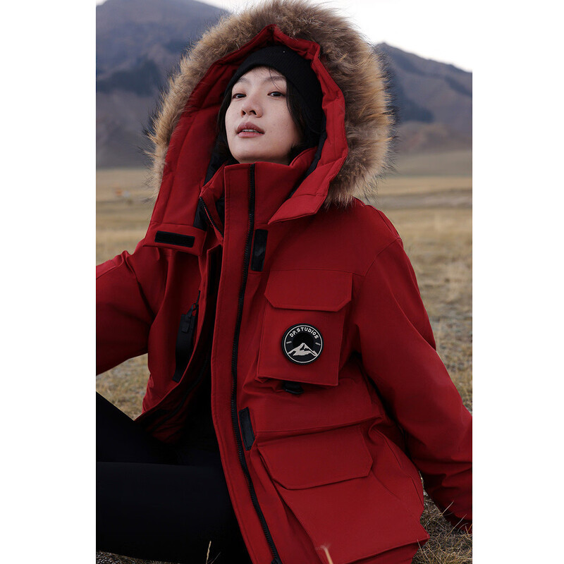 Demana three-proof outdoor winter 90 goose down removable hooded fur collar workwear mid-length women's down jacket