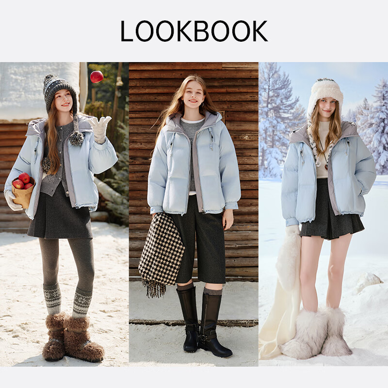 Xiangying Blue Puff Down Jacket Women's Short 2025 Winter New 90 White Duck Down Stitched Hooded Warm Jacket Route Blue S 155/80A/85-95 Jin