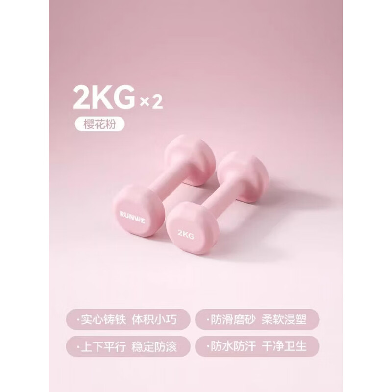 LDVEP German quality dumbbell women's fitness home equipment youth dumbbell adult strength training solid cast iron small cherry blossom powder 2KG_2 shaping aerobic