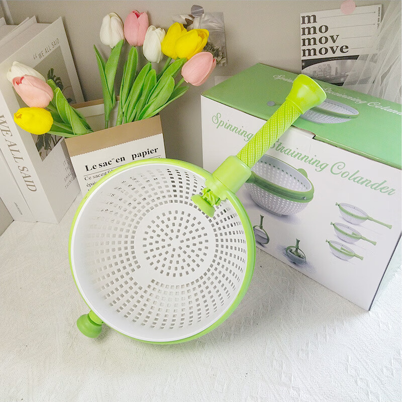 BREEINS fruit drain basket salad dehydrator rotating centrifugal force vegetable water spinner fruit creative spin dryer kitchen wash rotating drain basket opp bag