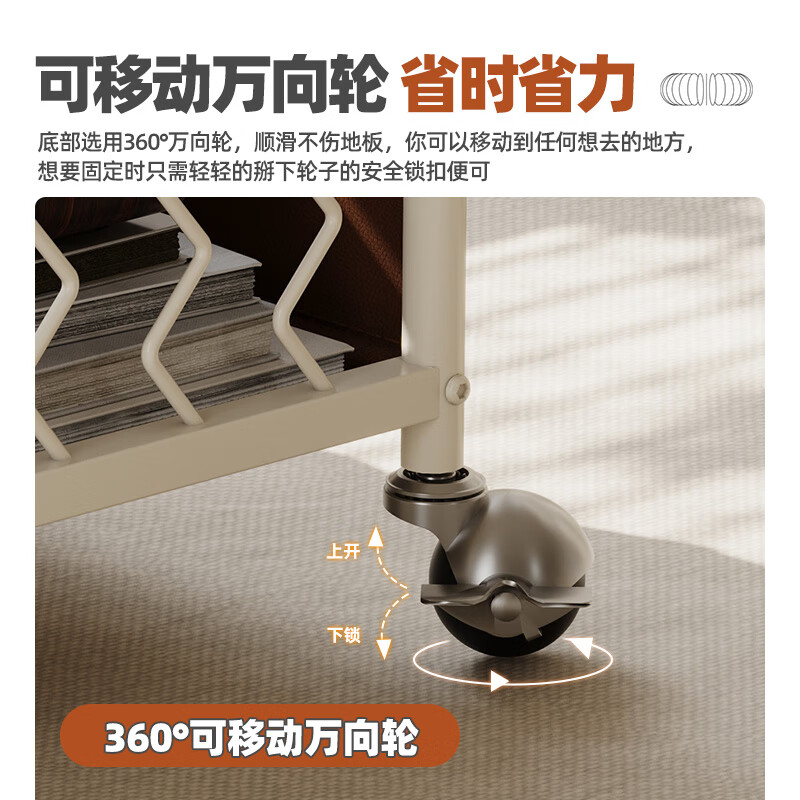 KUKA Cream Movable Side Table with Storage Living Room Matching DS3466XJ Square Side Table White Frame/Brown 55*53