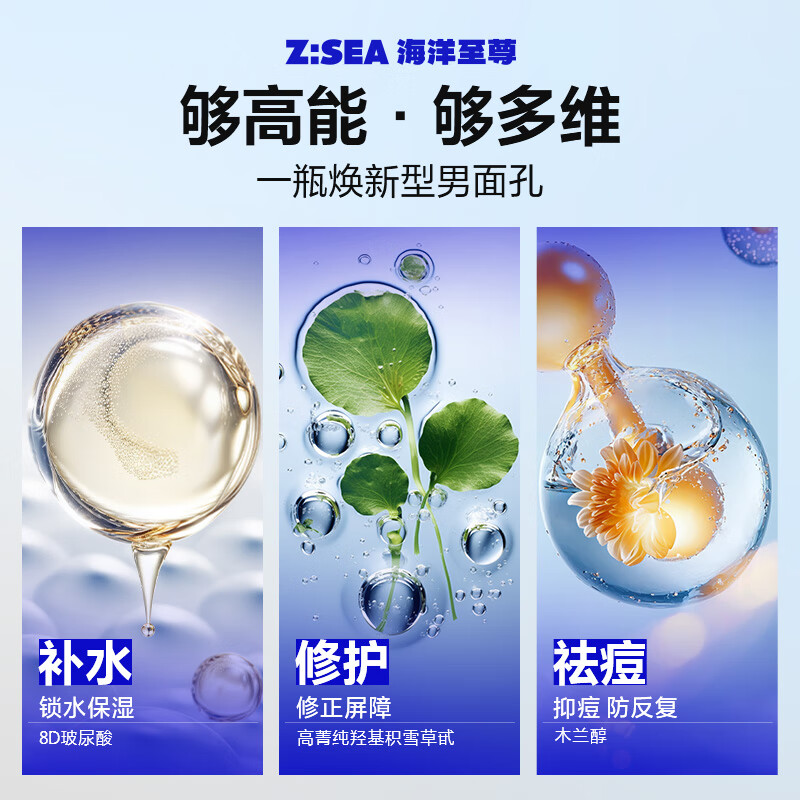 Ocean Supreme Multi-Effective Revitalizing Milk 60g Oil Control, Acne, Hydration, Moisturizing, Night Repair Care Kit, Skin Care Products, Face Cream, Men's Gift