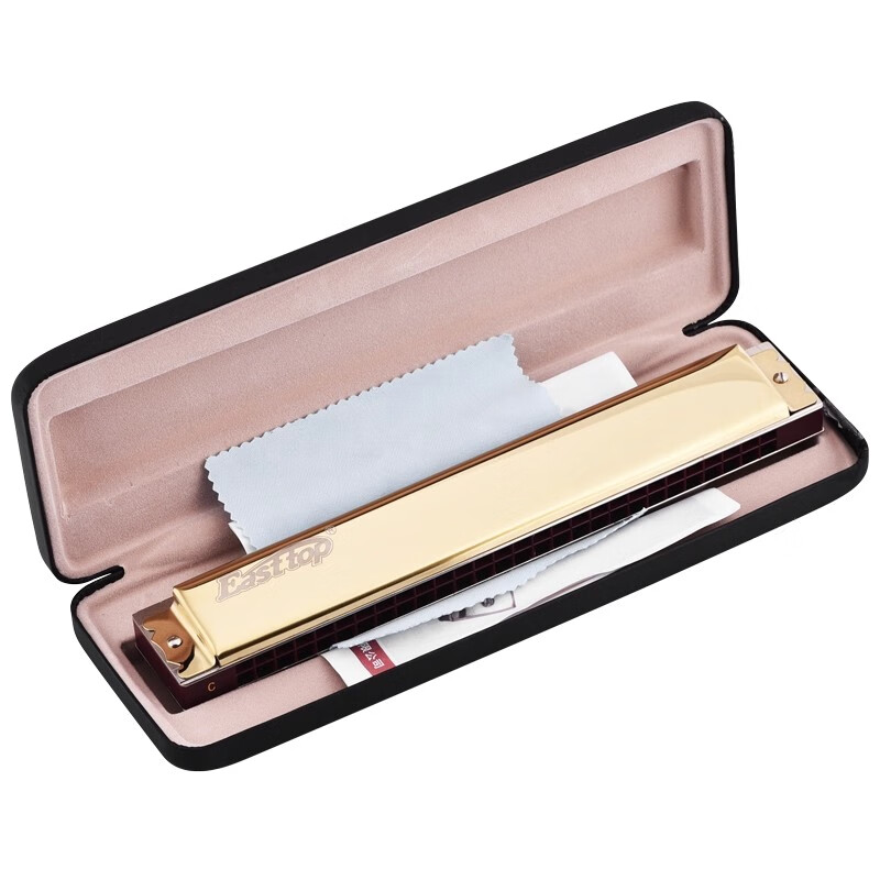 Dongfangding German imported gongs 28-hole polyphonic harmonica twelve-key accent C-key high-end adult professional performance instrument 28-hole A key golden polyphony