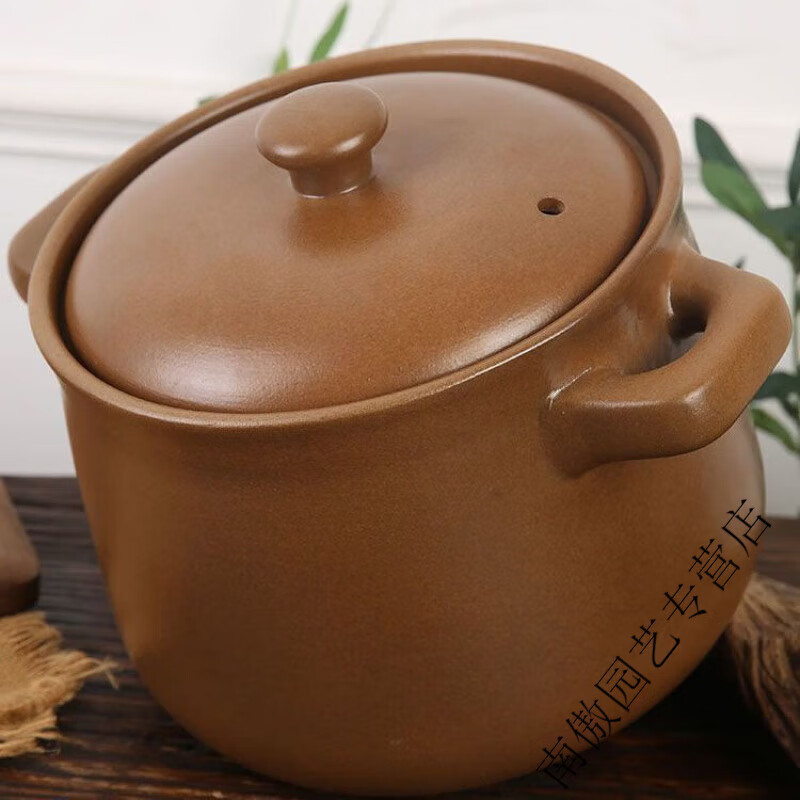 Runhua Nianping unglazed old-fashioned earthen clay pot stew pot ceramic soup household open flame gas high temperature resistant stew pot casserole pot liter (6-8 people) 6.2L