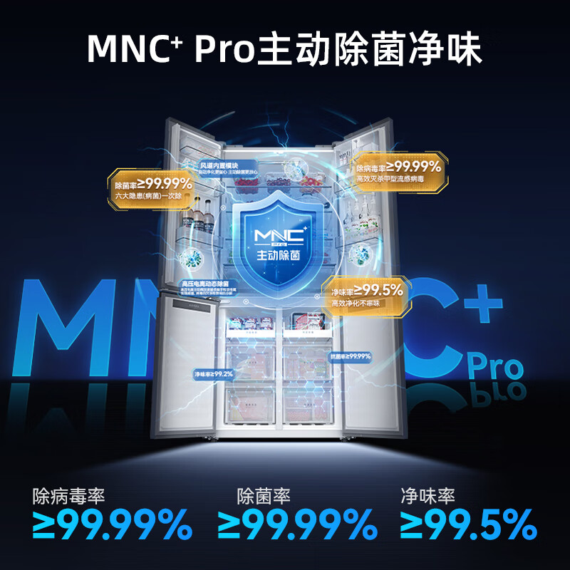 Meiling 511/503/510 Pro dual-system zero-embedded refrigerator ultra-thin household first-class energy efficiency air-cooled frost-free bottom cooling dual-frequency intelligent dual evaporator dual-system air-cooled dual-frequency 510L upgraded Pro model gray